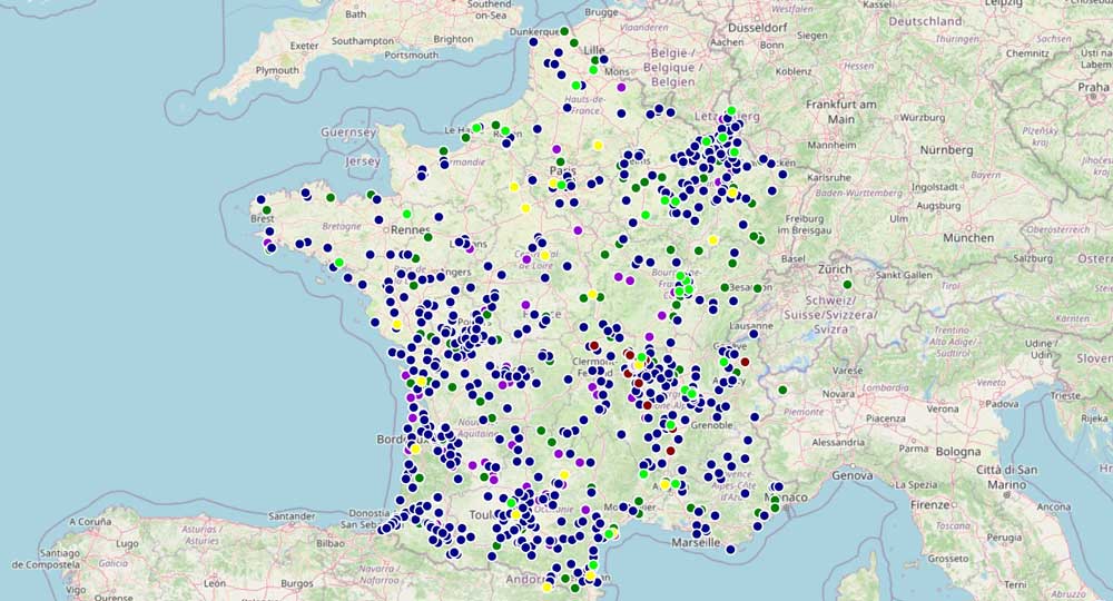 Carte des réalisations - City Stade/Terrain Multisports, Skatepark, Pumptrack, Aires de jeux